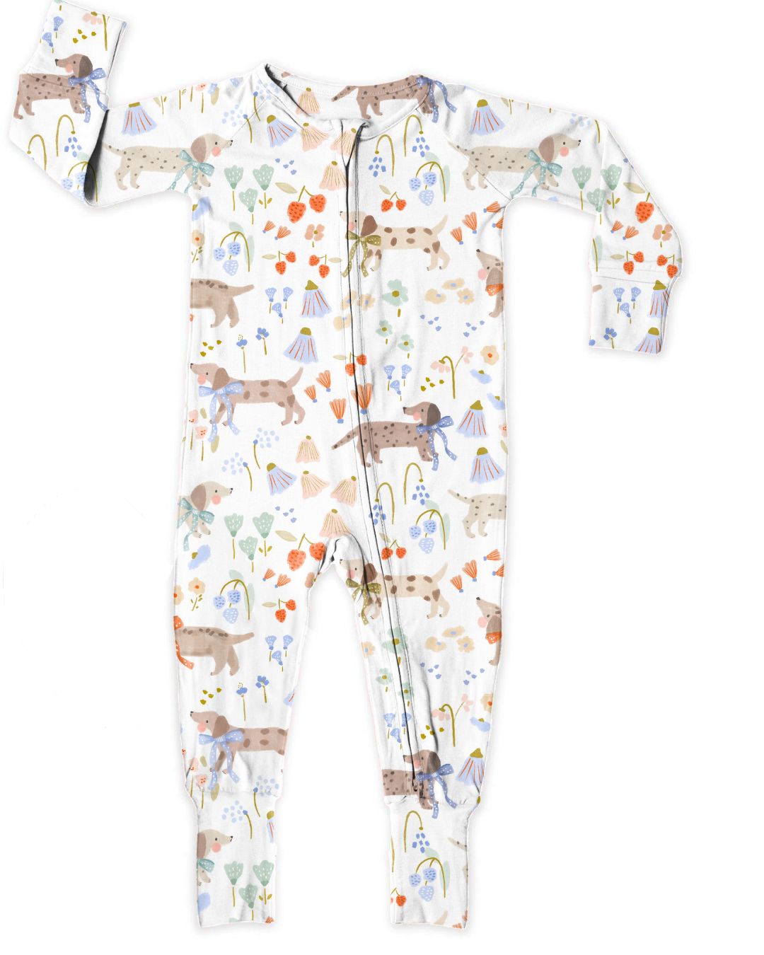 white Meadow zippy baby grow