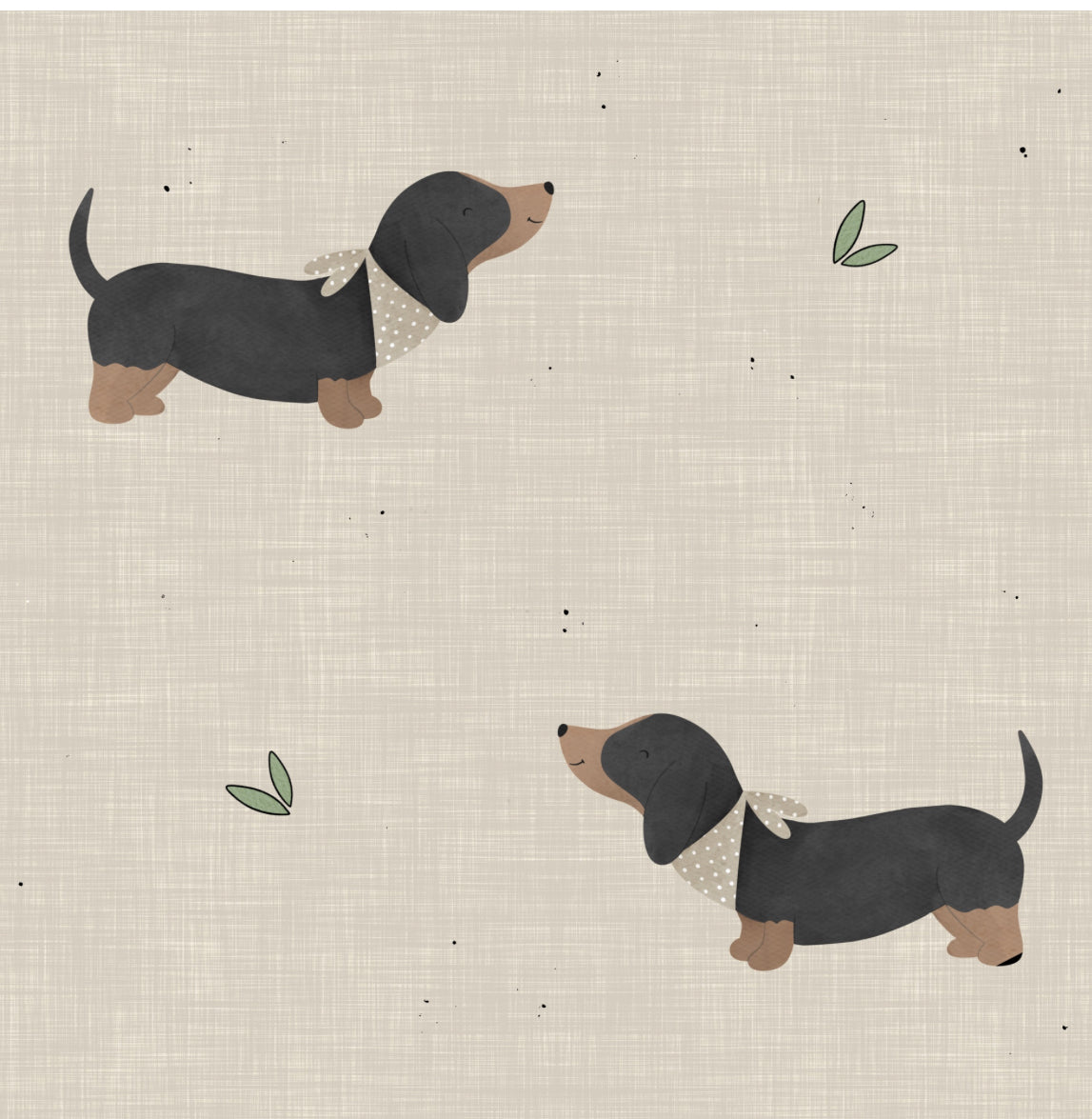 Eric Black and Tan sausage dog oatmeal zippy baby-grow