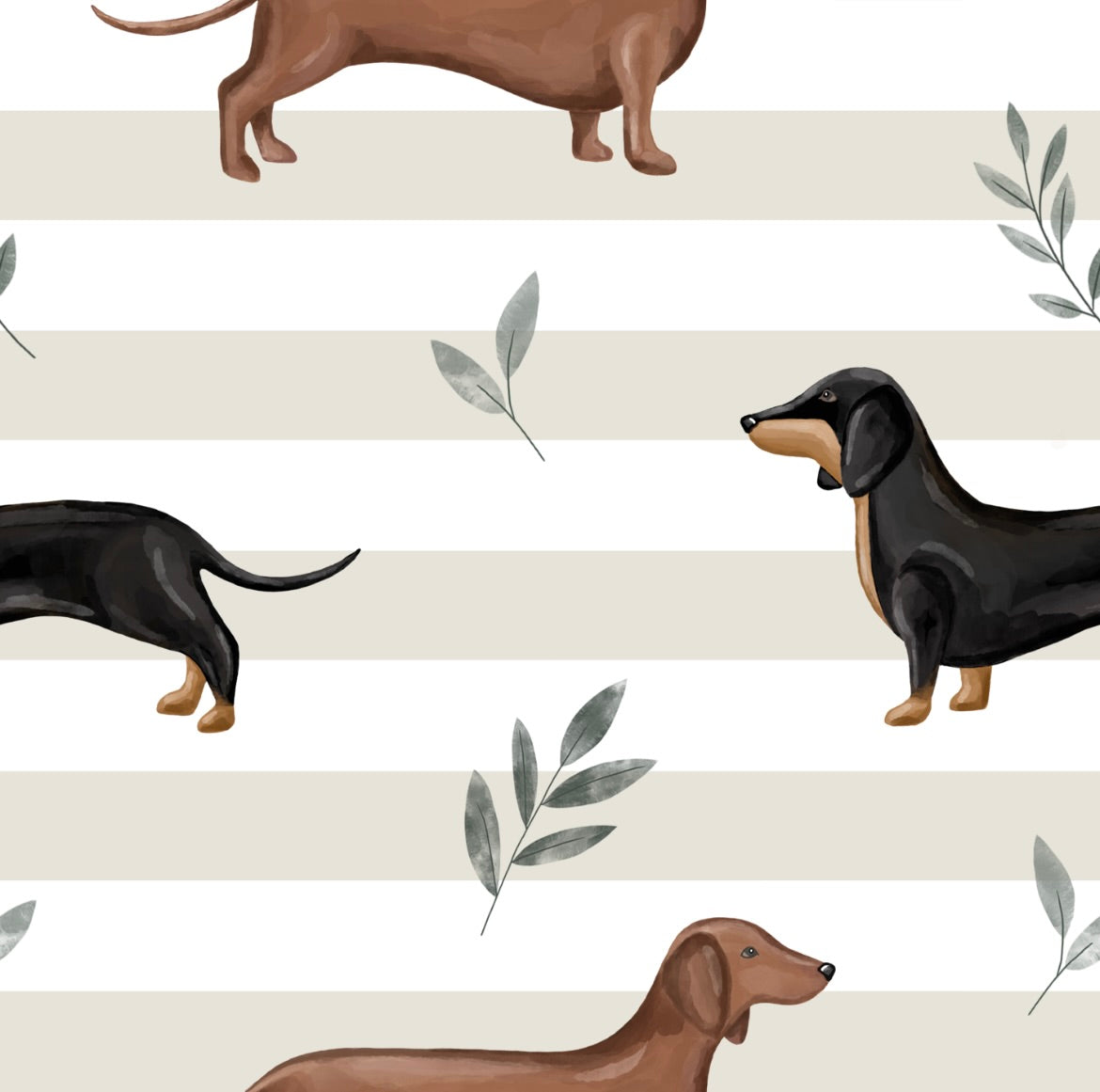 Neutral stripe sausage dog zippy baby-grow
