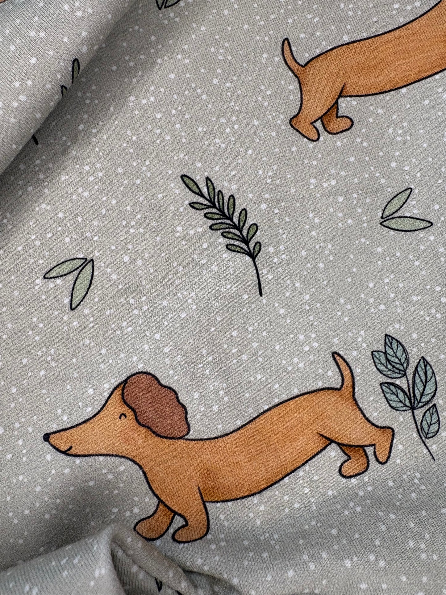 Olive sausage dog romper