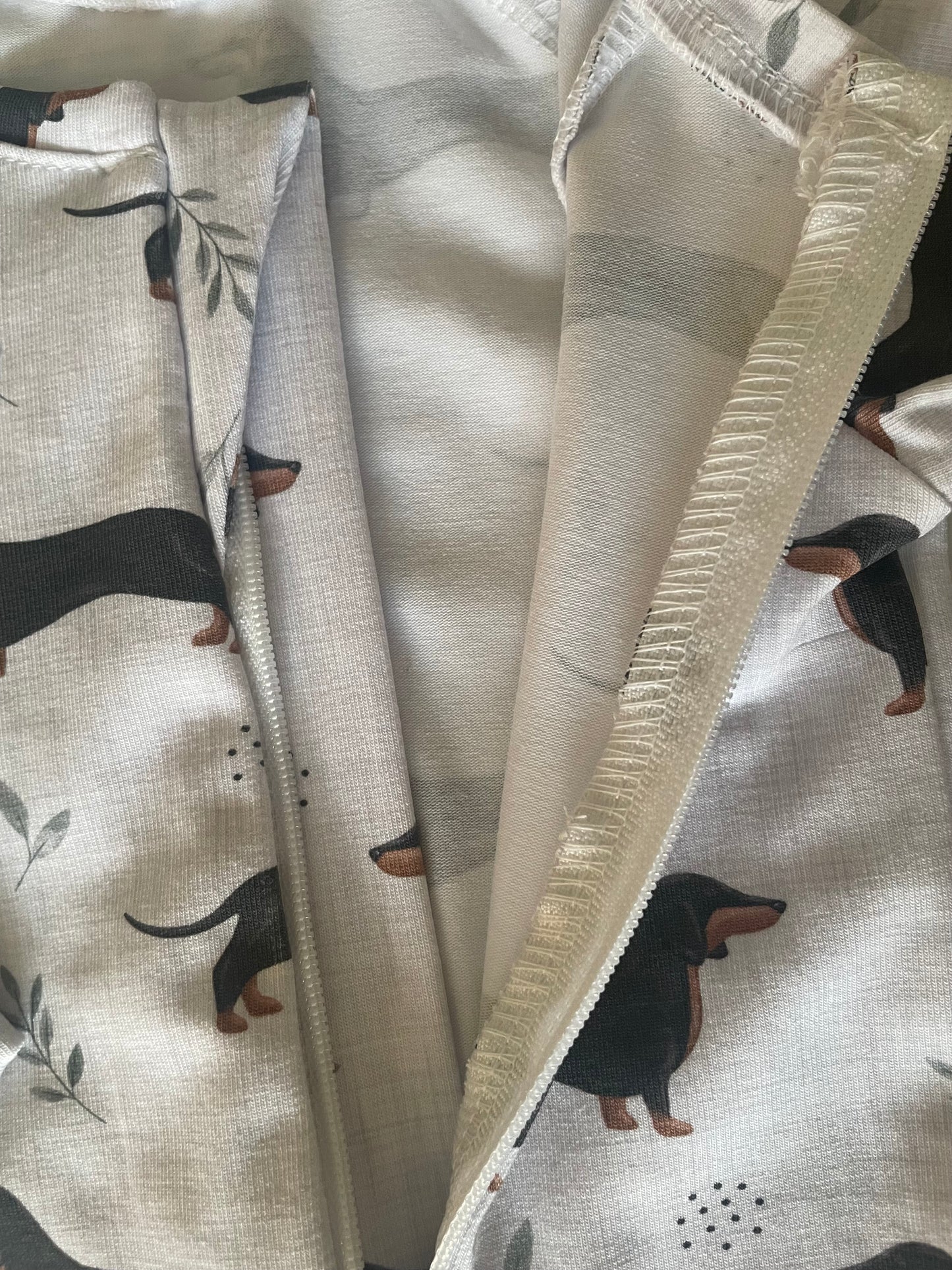 Frankie sausage dog zippy baby-grow