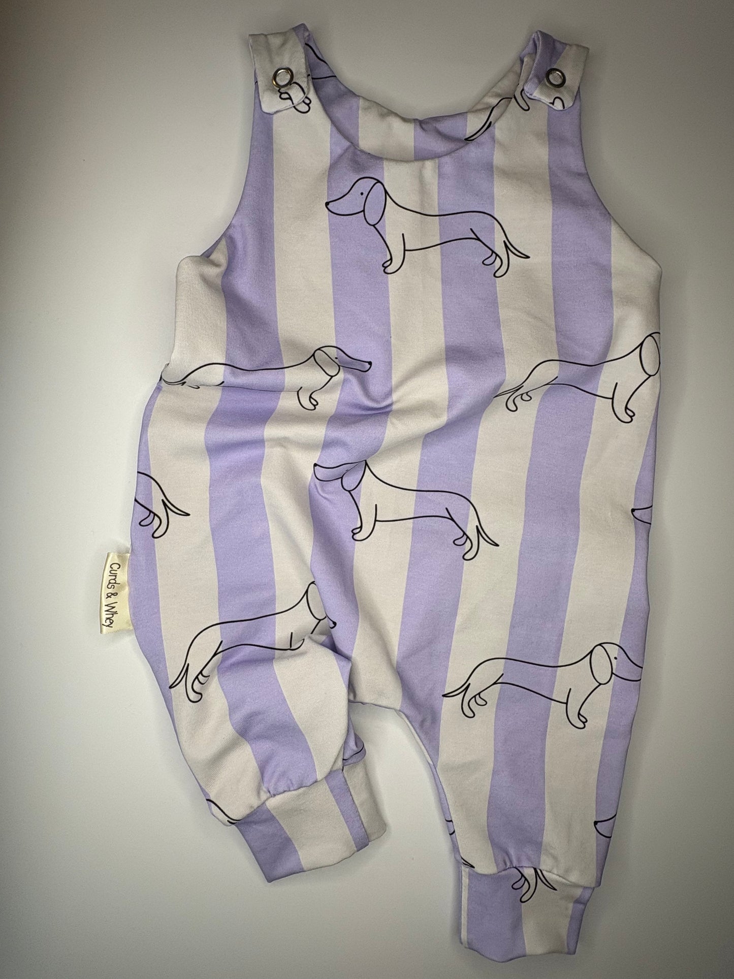 Parma violet sausage dog baby romper