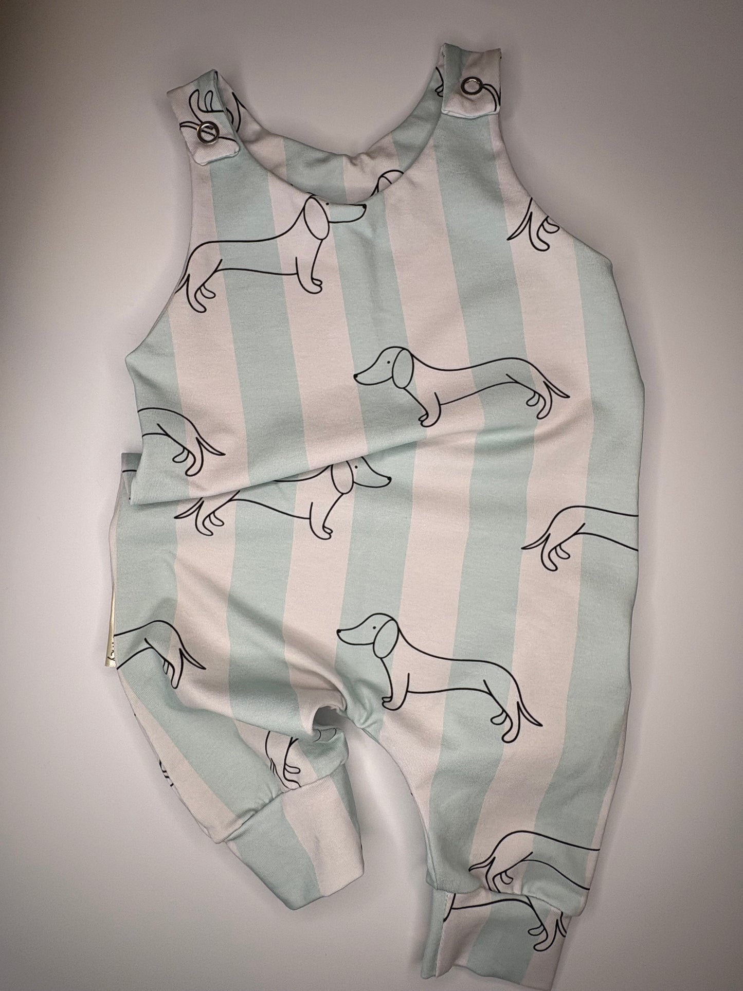 Mint cream sausage dog baby romper