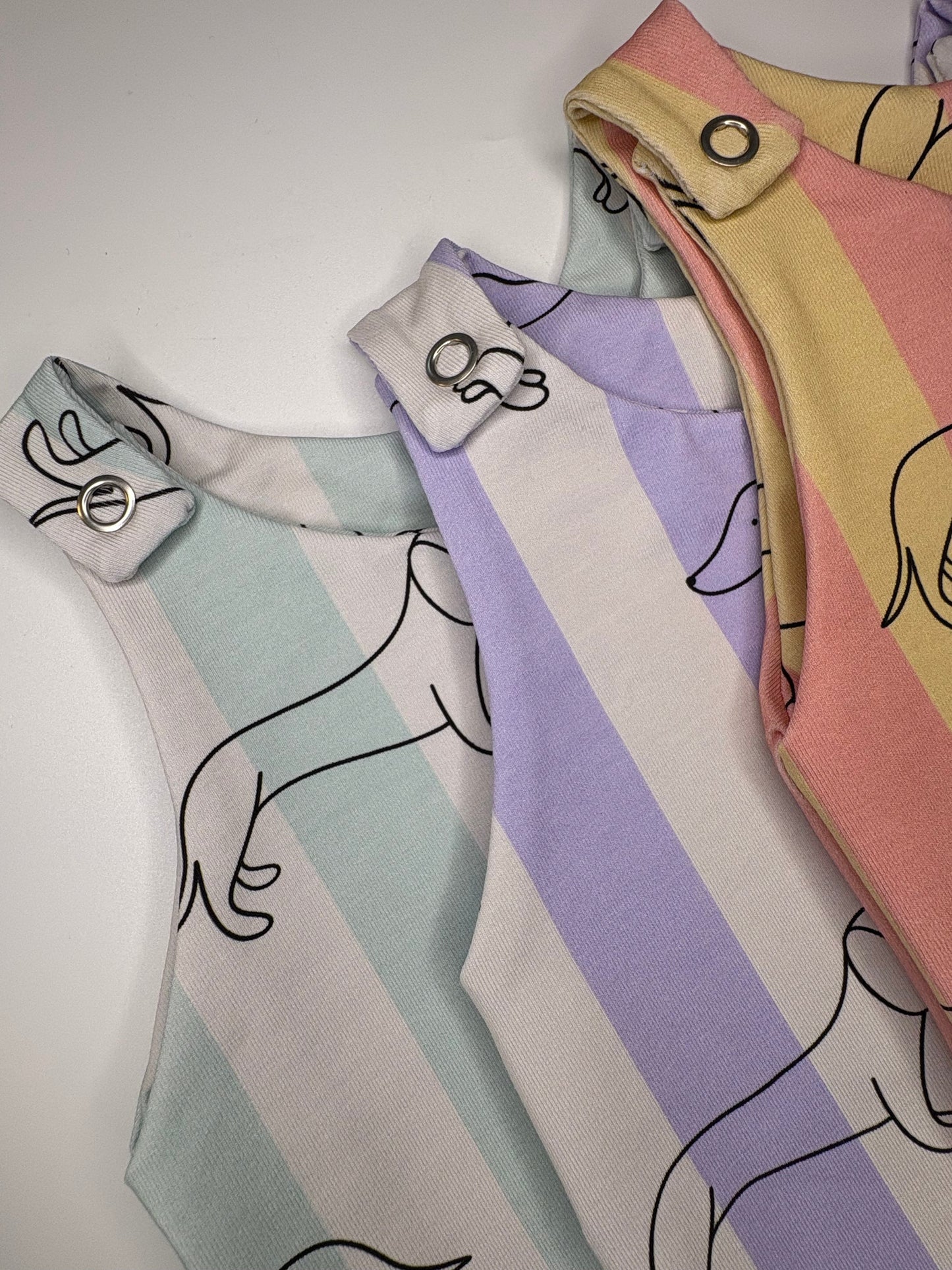 Mint cream sausage dog baby romper