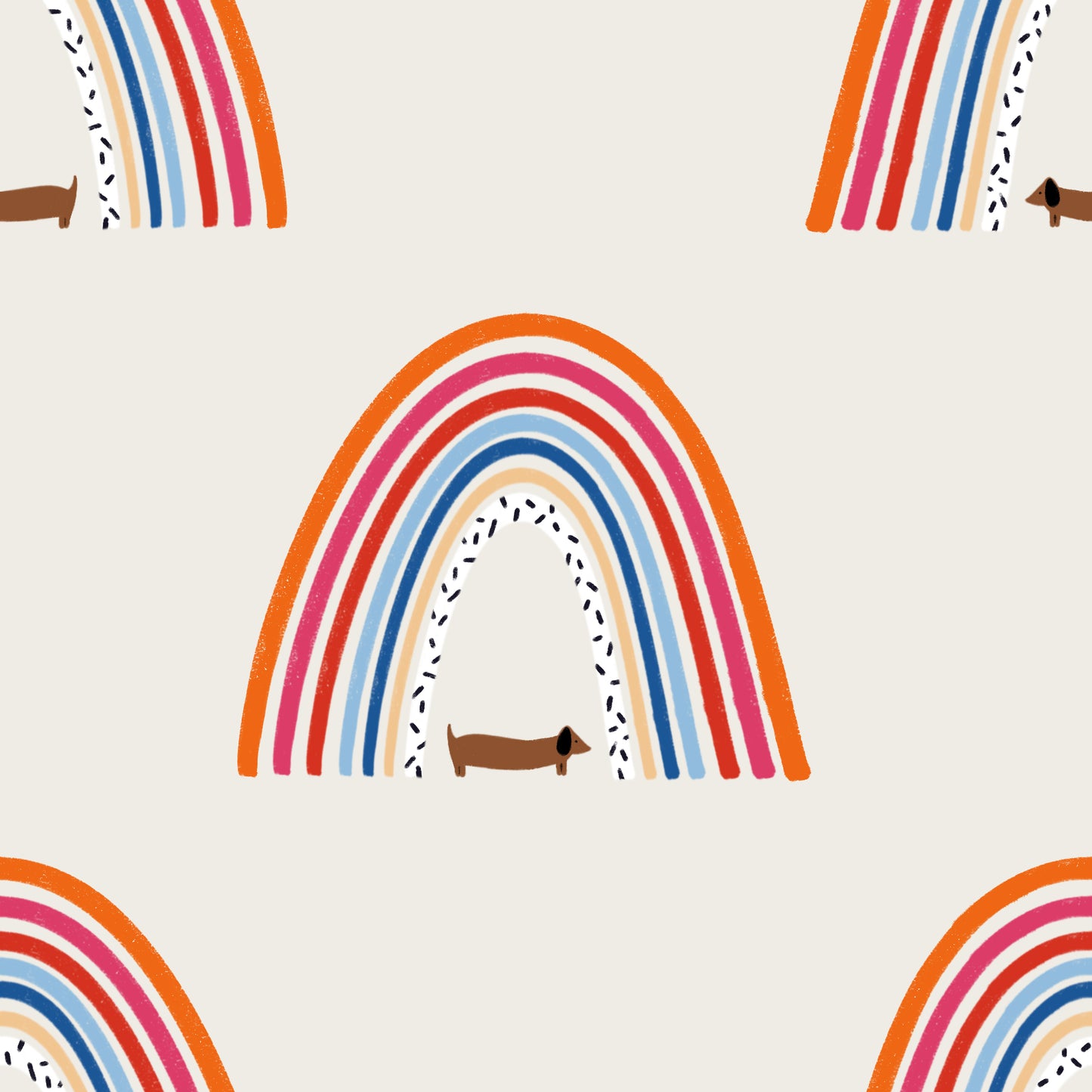 Sausage dog and rainbows zippy baby-grow
