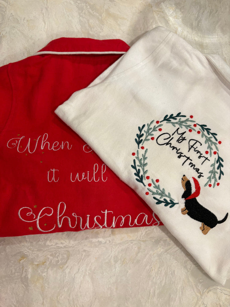 Embroidered Christmas pyjamas