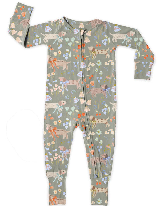 Moss Meadow zippy baby grow