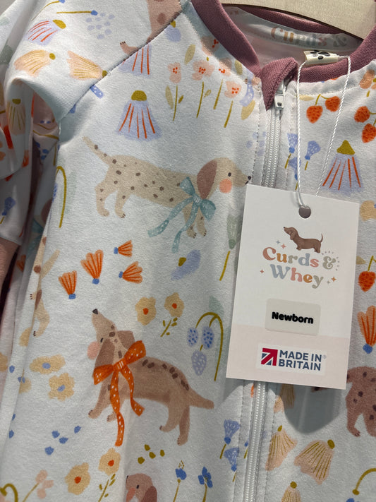 white Meadow zippy baby grow