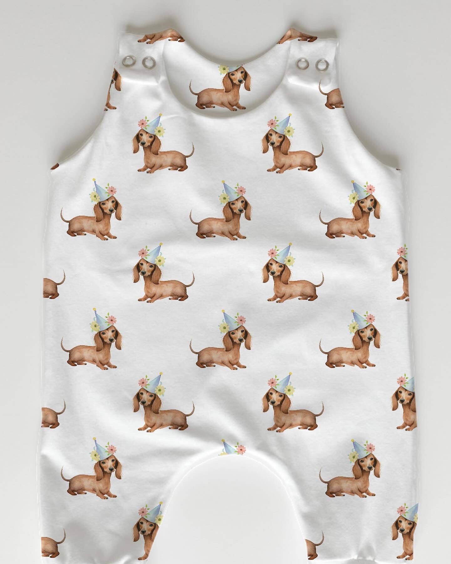 floral party hat Dachshund birthday romper