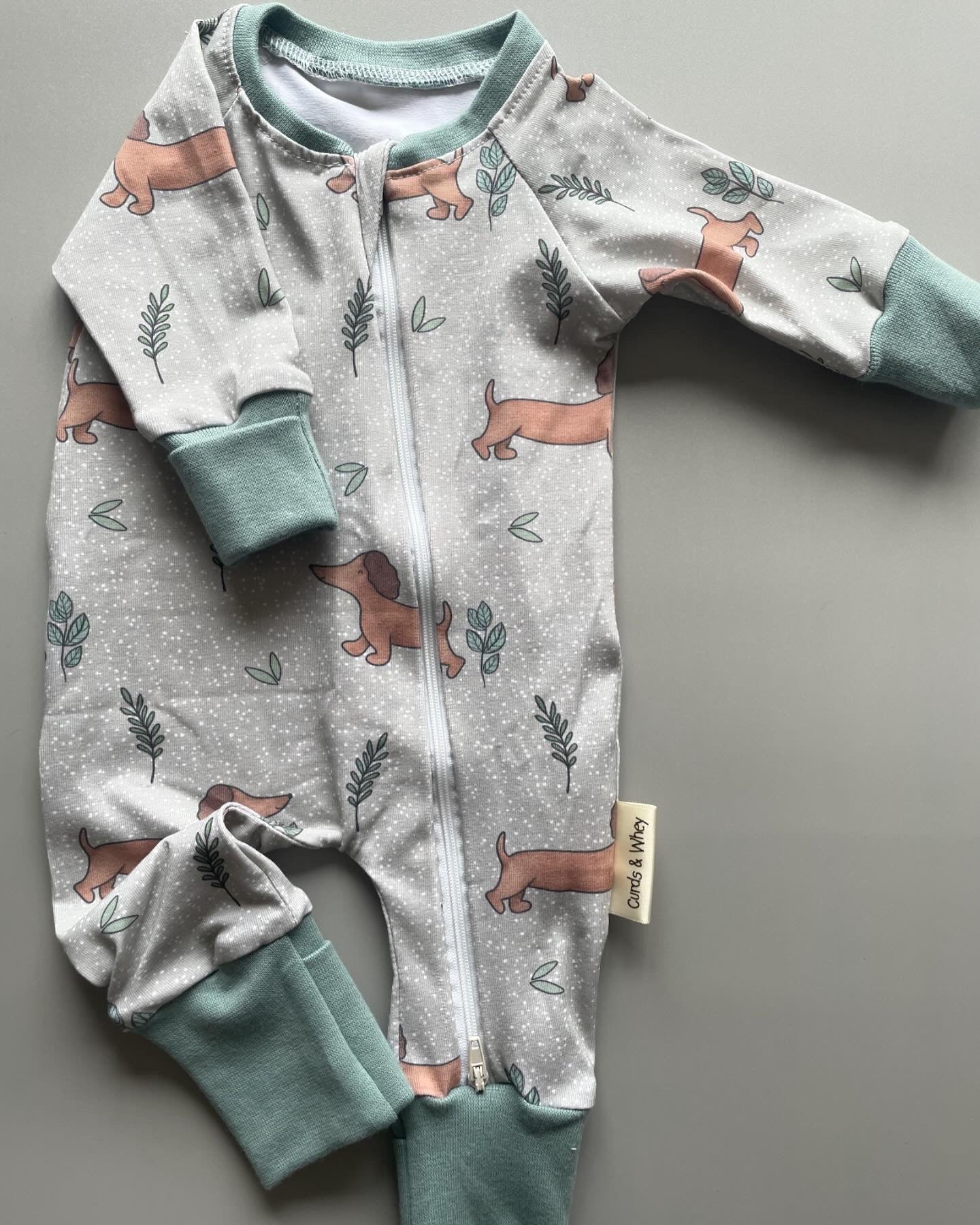 Olive zippy baby grow