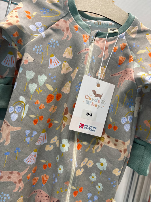 Moss Meadow zippy baby grow