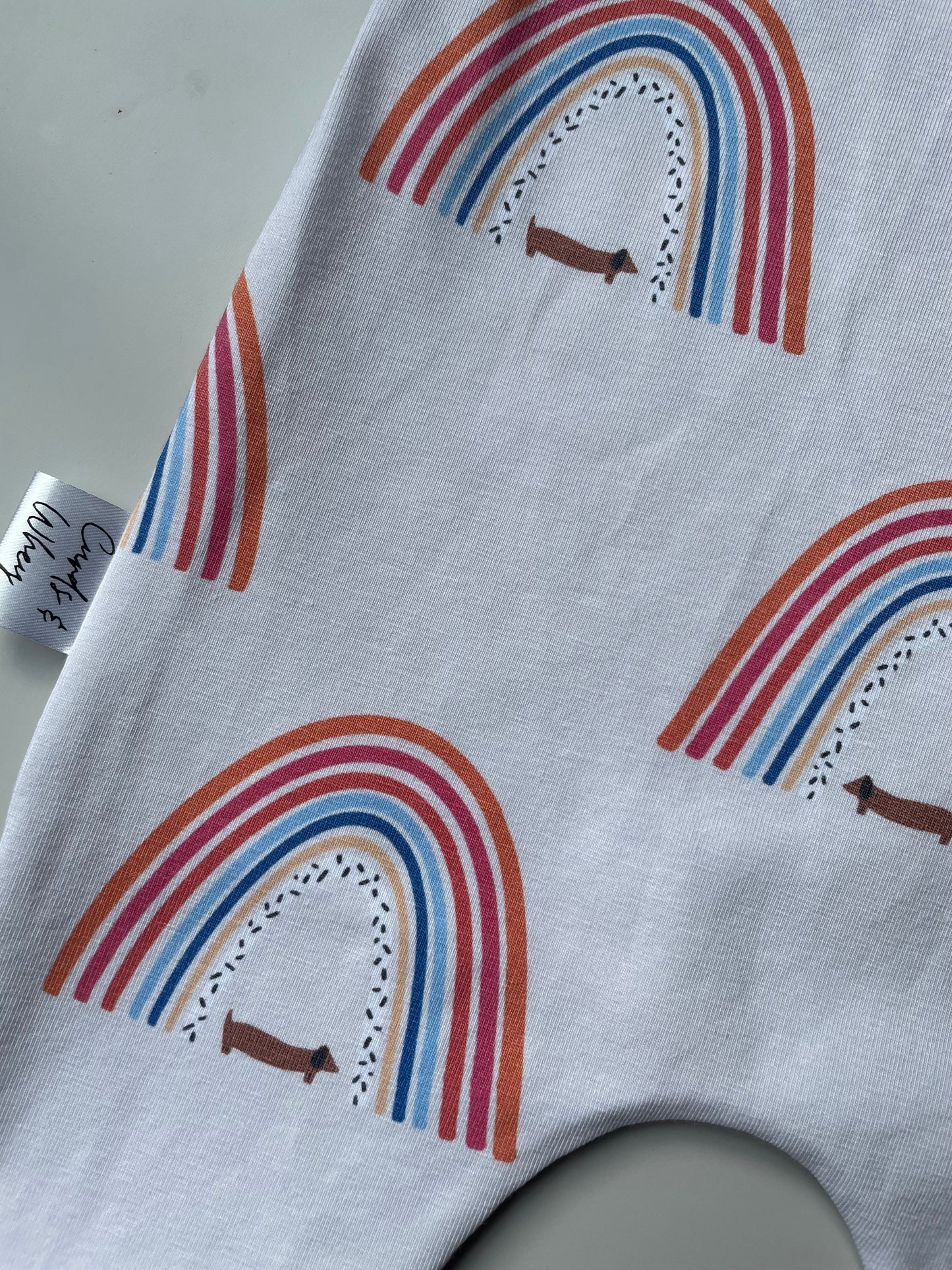 sausage dog and rainbows Romper