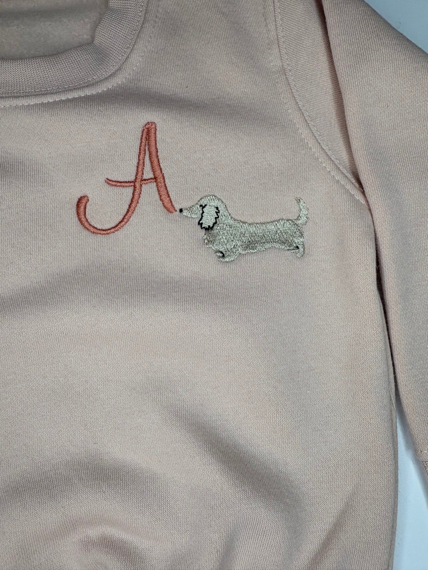 Initial embroidered Dachshund sweater
