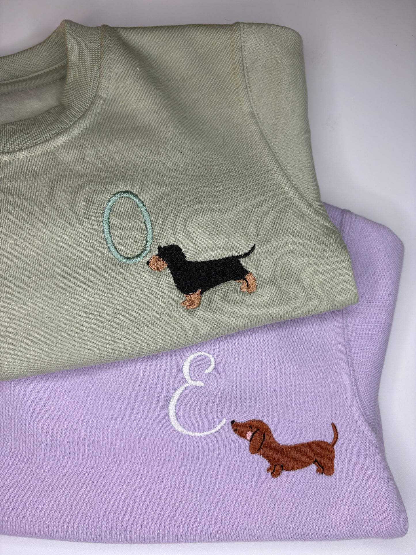 Initial embroidered Dachshund sweater