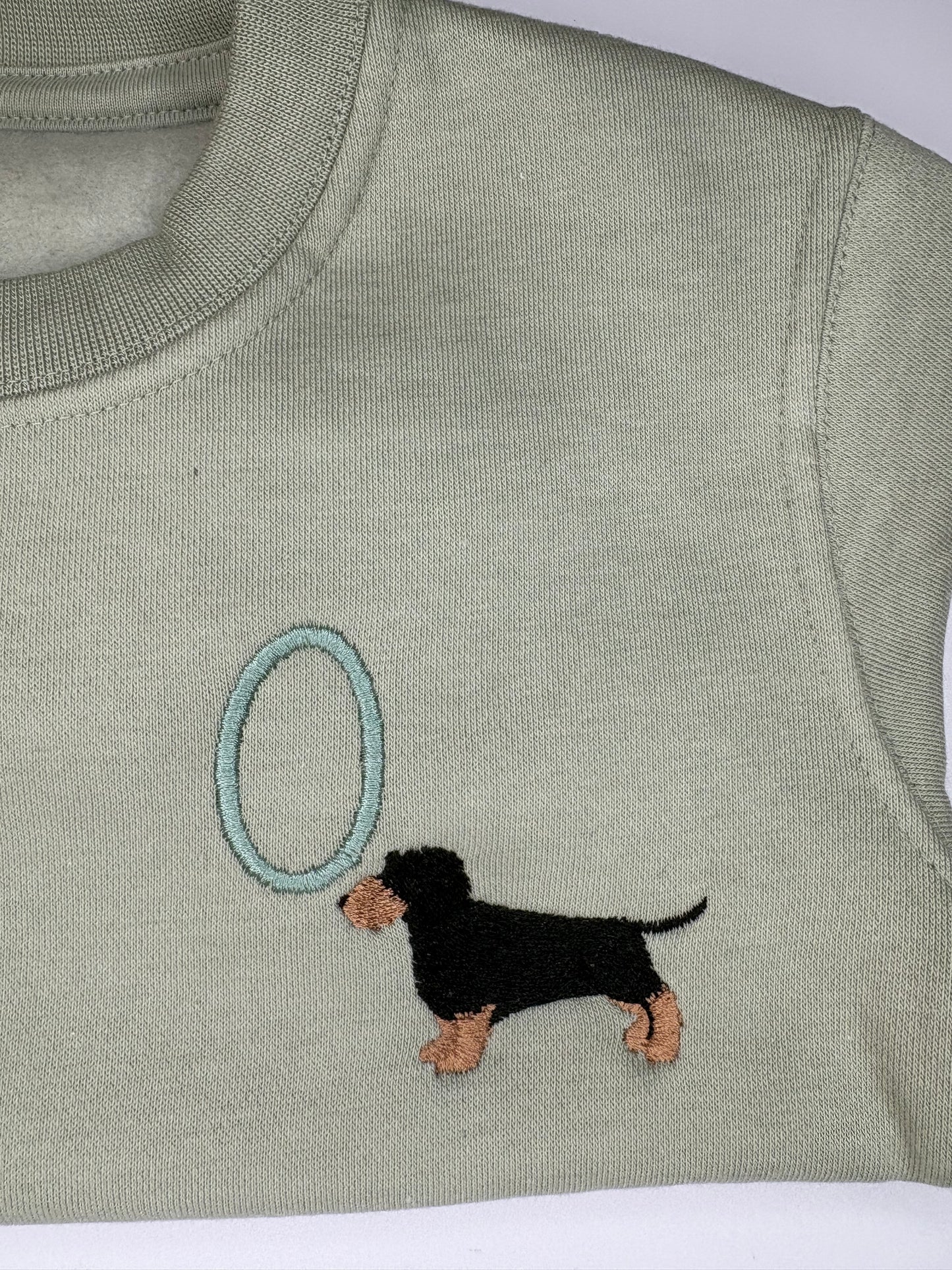 Initial embroidered Dachshund sweater