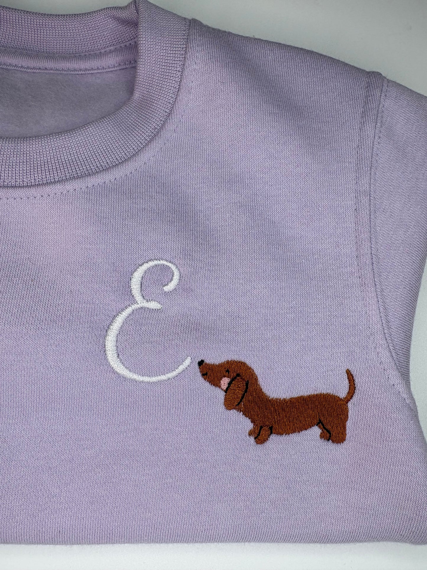 Initial embroidered Dachshund sweater