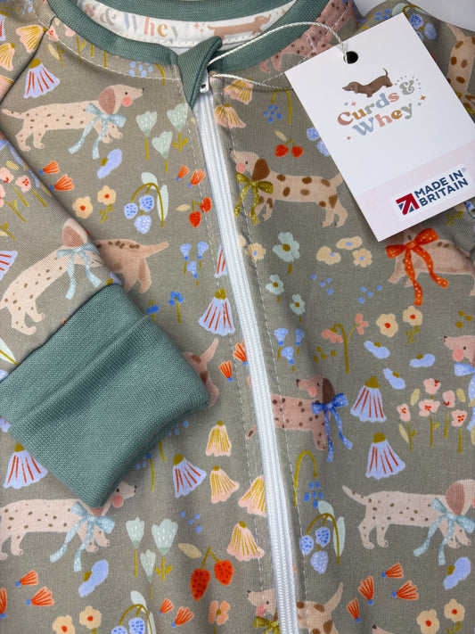 Moss Meadow zippy baby grow