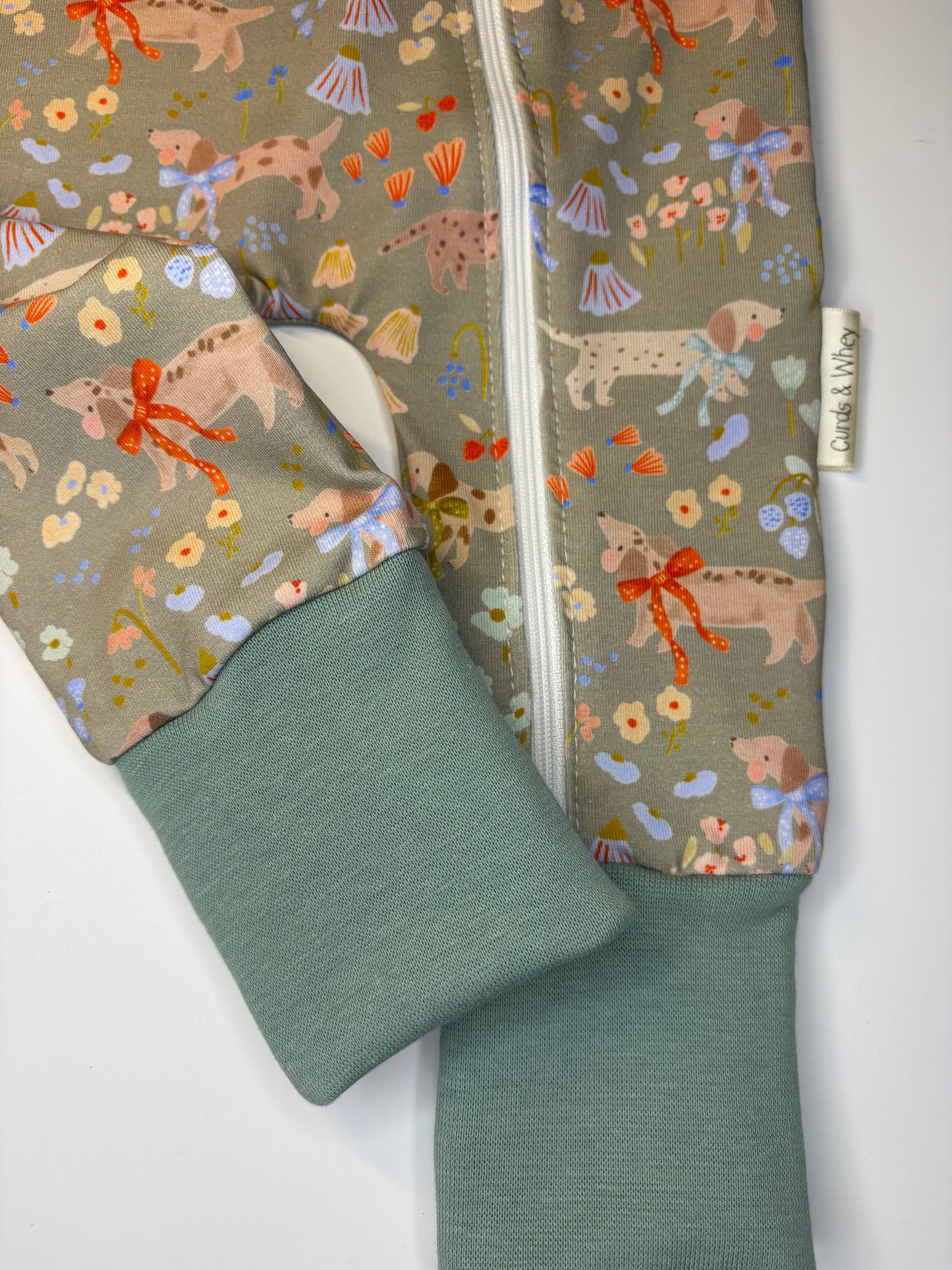 Moss Meadow zippy baby grow
