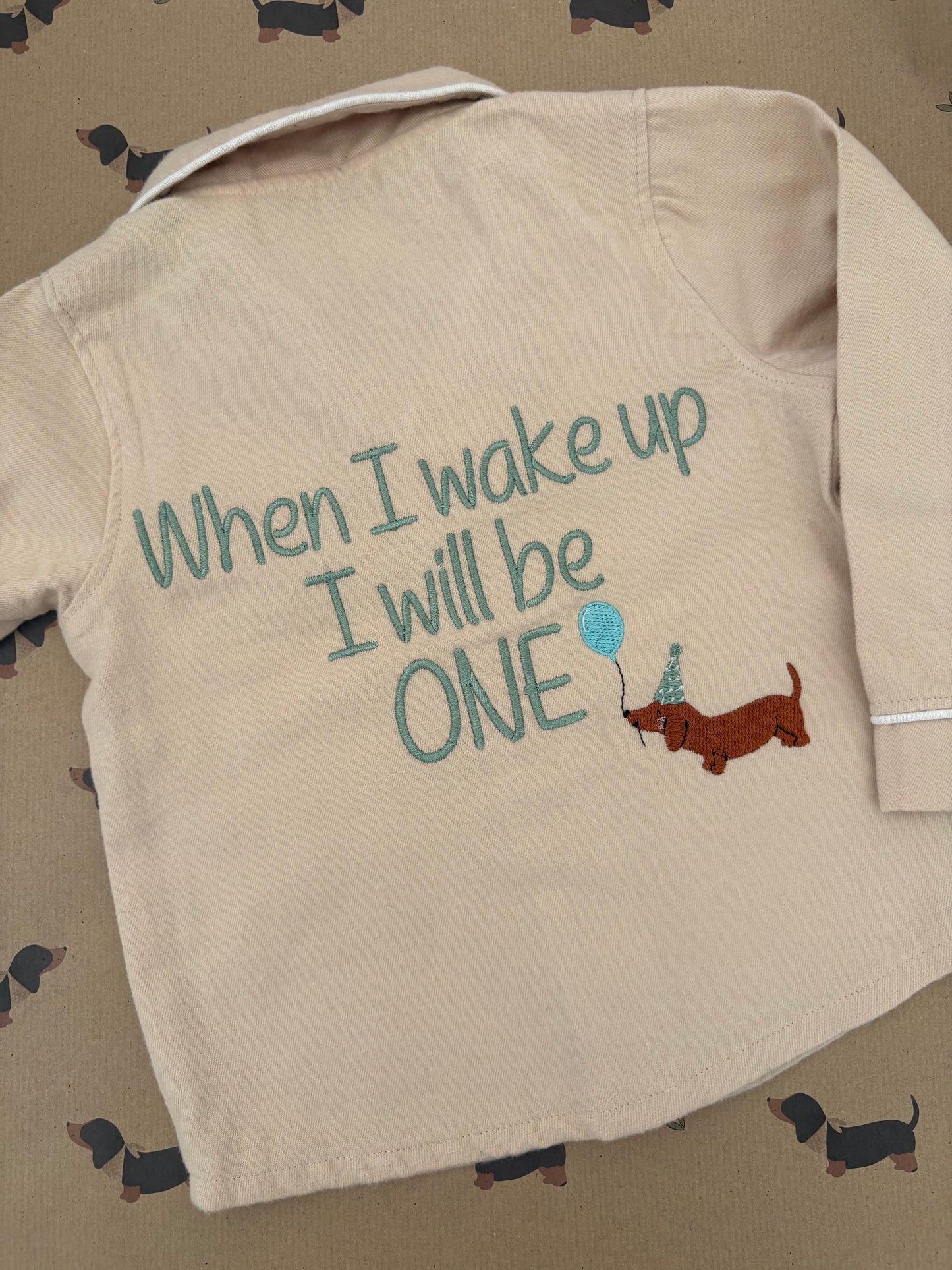 When I wake up, Embroidered Birthday Pawjamas