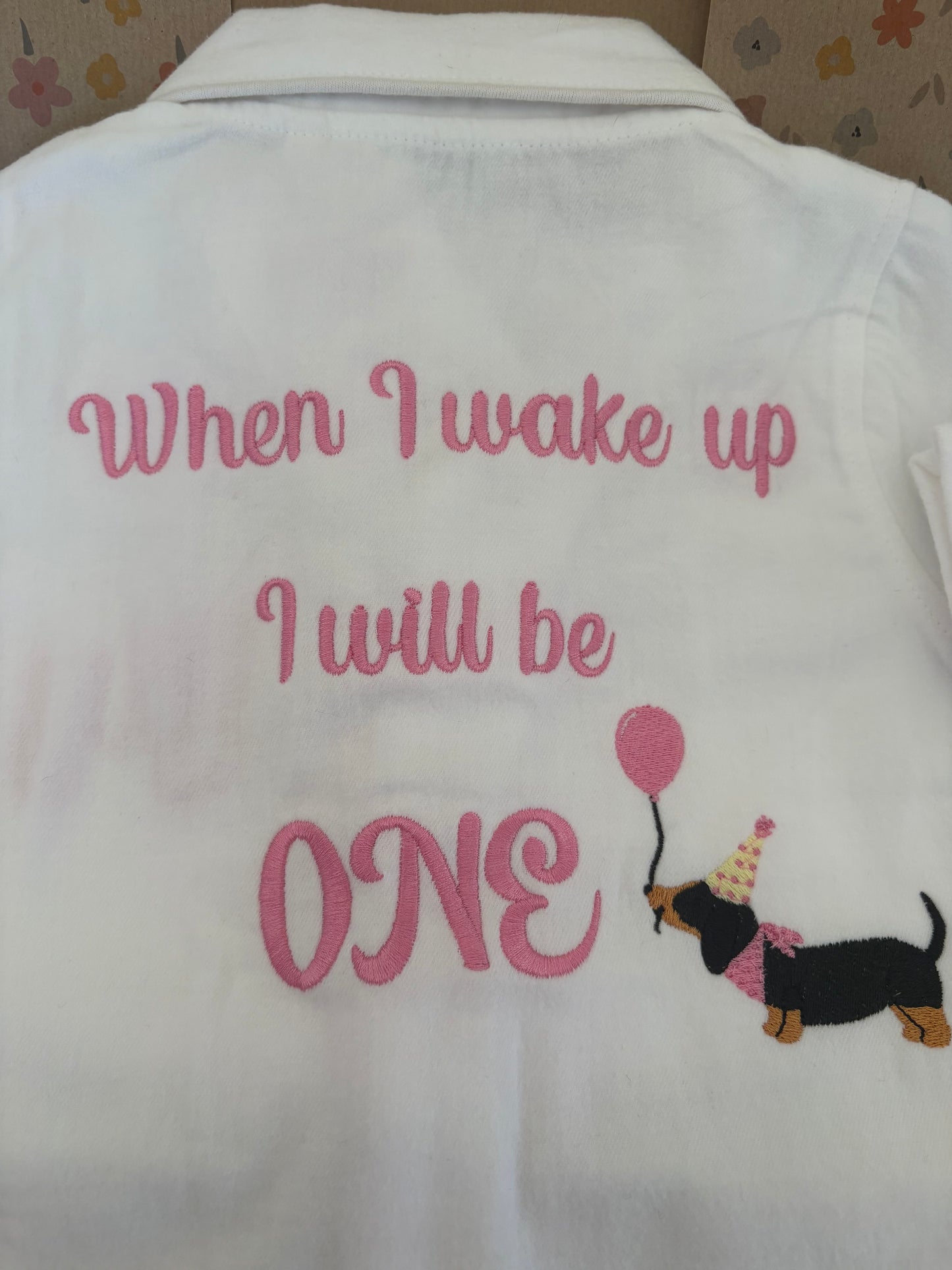 When I wake up, Embroidered Birthday Pawjamas