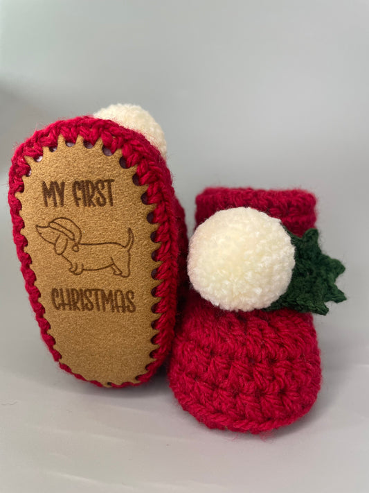 My first Christmas booties and hat