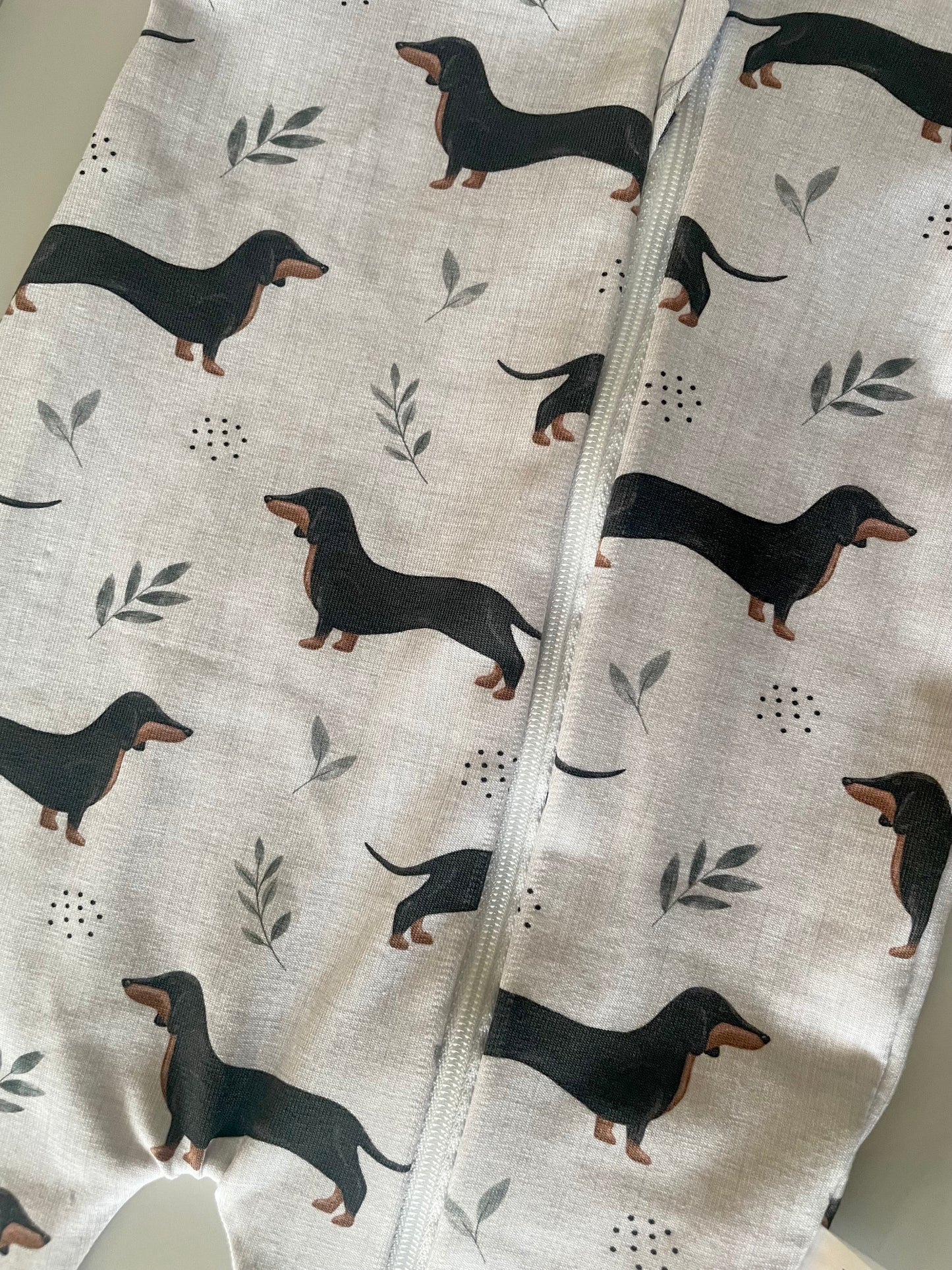 Frankie sausage dog zippy sleepsuit