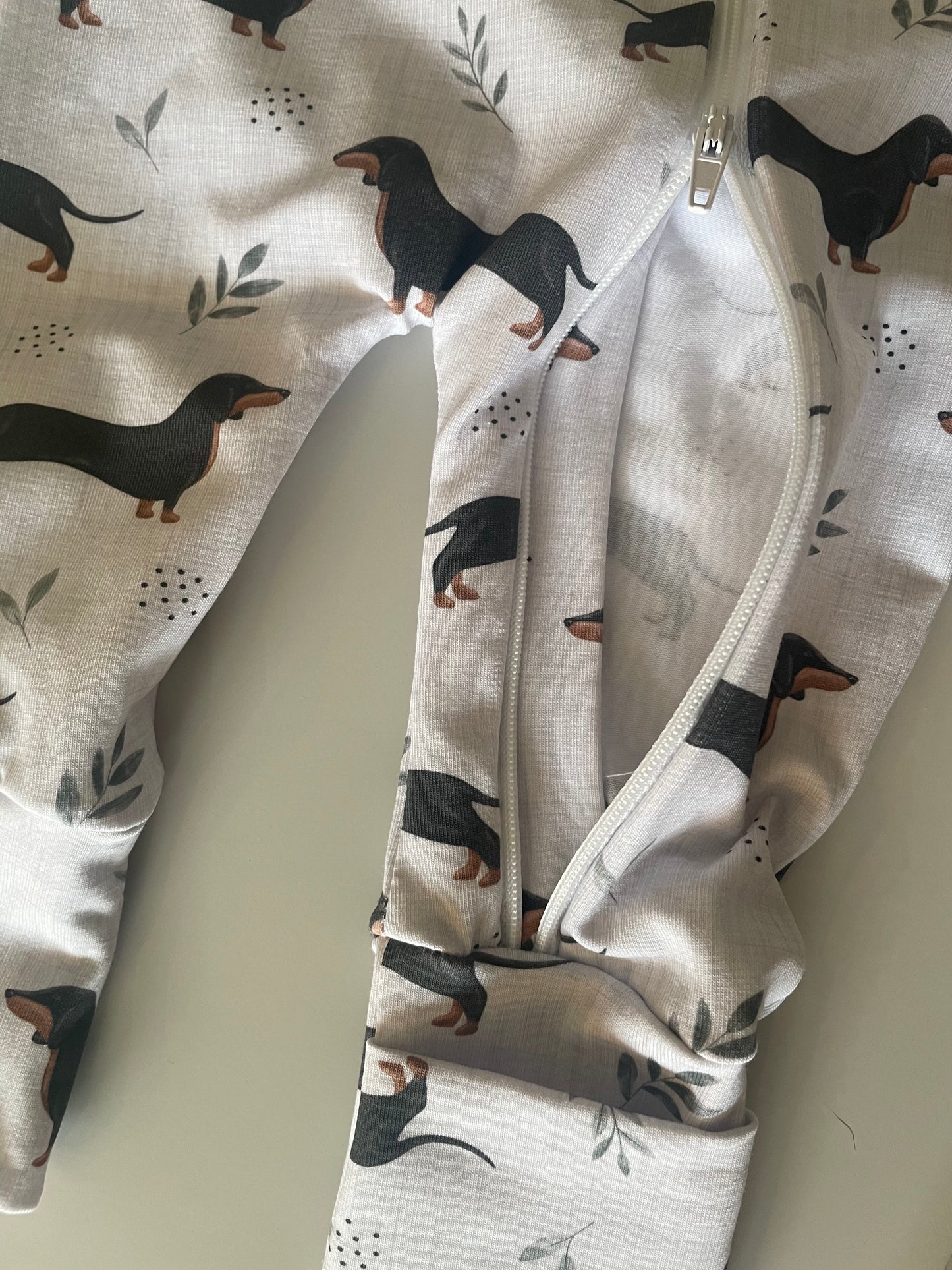 Frankie sausage dog zippy sleepsuit