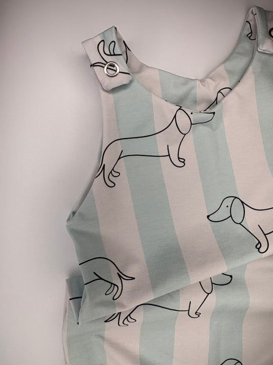 Mint cream sausage dog baby romper