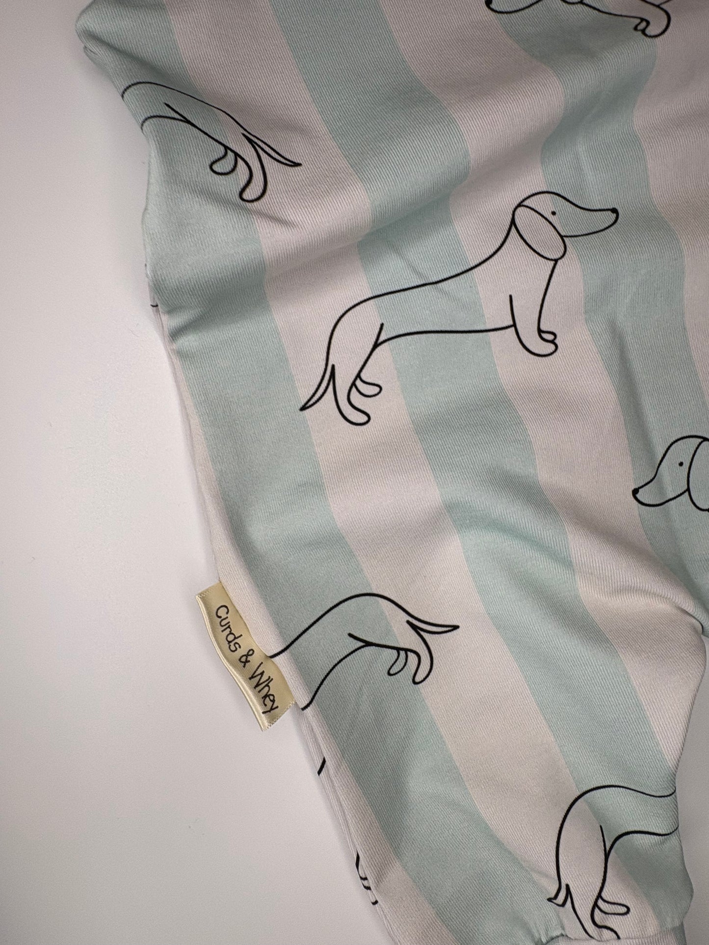 Mint cream sausage dog baby romper