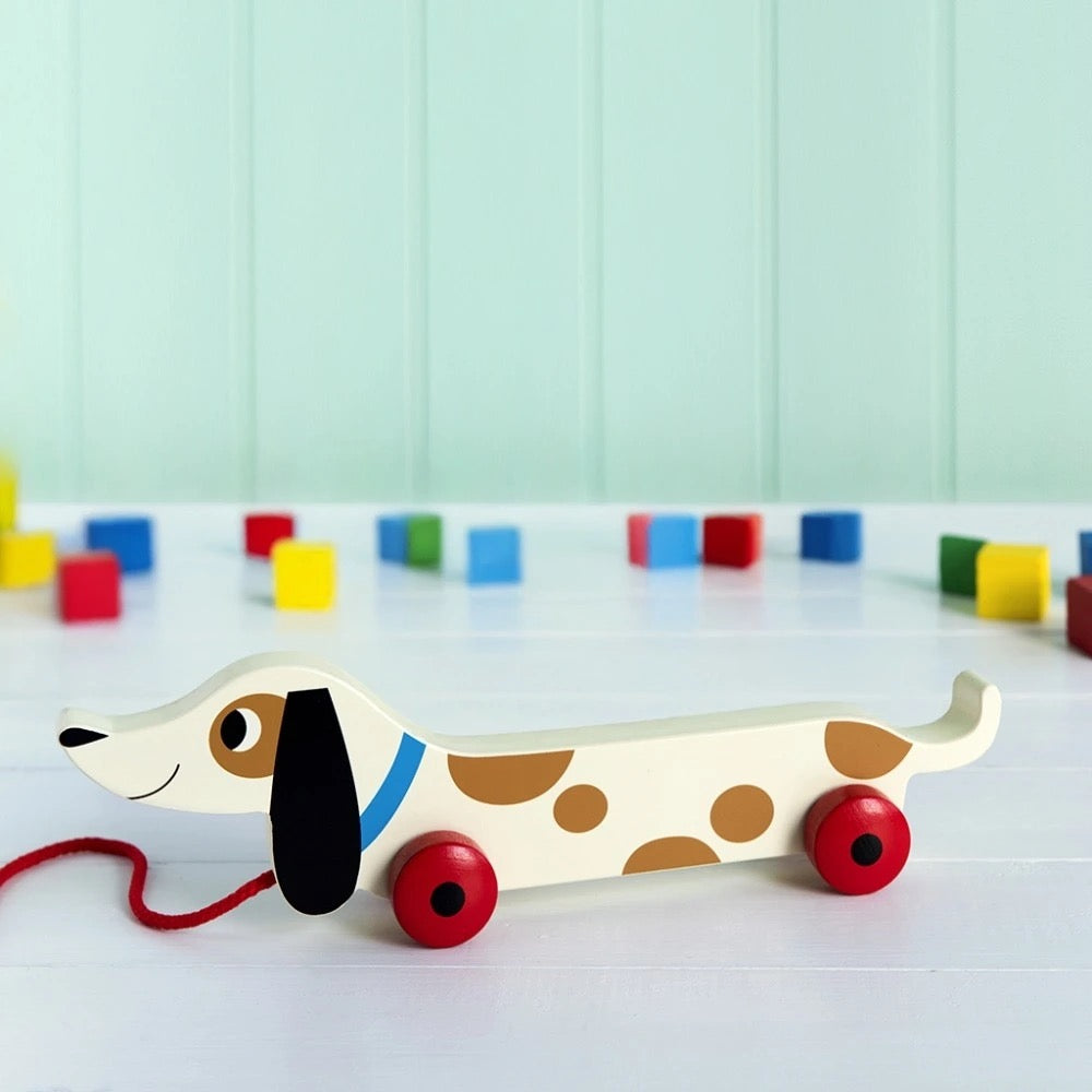 Wooden Dachshund pull toy - Charlie the Sausage Dog