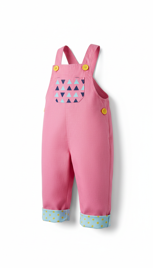 Pink Cotton Dungarees with Cheerful Hues